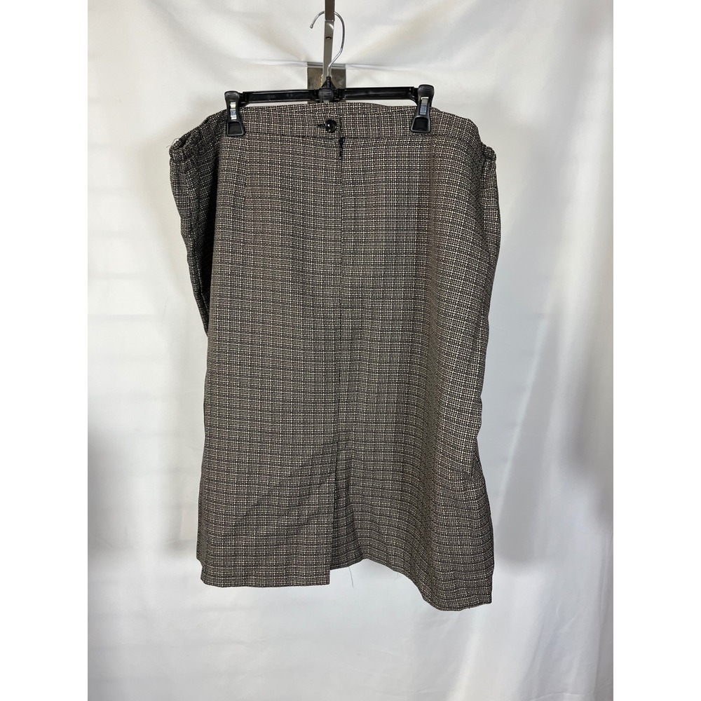 Unbranded Brown Black‎ Micro Check Pencil Skirt Plus Size 22W Back Vent Lined